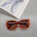 Trendy polygon sunglasses with orange transparent resin frames and brown gradient lenses - Transparent Orange