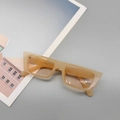 Lunettes de soleil carrées élégantes en acétate beige avec verres teintés orange - Thé au Lait Champagne
