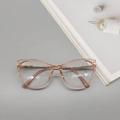 Lunettes œil-de-chat rétro en rose pêche transparent avec branches en métal doré chic - Champagne Transparent