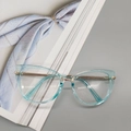 Fashionable cat eye anti-blue light glasses with transparent light blue TR90 frame - Transparent Blue