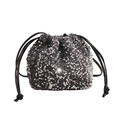 Silver sequin bucket bag with drawstring closure and metallic reflective finish for women - Gray
