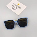 Kids polarized sunglasses in light blue frame with cream yellow arms and dark lenses - Sky Blue Frame Yellow Legs