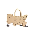 Matte gold dinosaur shaped handbag with metal chain strap and hollow rivet details - Gold
