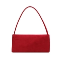 Bolso baguette rojo de ante con diseño minimalista de hombro y correa integrada - Rojo