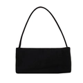 Bolso de hombro minimalista en negro mate con estructura rectangular y textura de gamuza - Negro