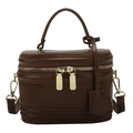Braune Vintage-Handtasche im Vanity-Case-Stil mit PU-Leder und goldener Hardware - Kaffeebraun