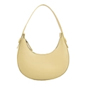 Elegante bolso de hombro tipo media luna en cuero liso crema con cremallera y correa - Amarillo