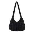 Chic black quilted bubble cloud bag with stylish pleated texture and padded shoulder strap - Black