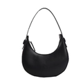 Elegante bolso de hombro de media luna negro con acabado de cuero y diseño minimalista - Negro
