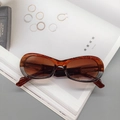 Gafas de sol ovaladas de carey con lentes marrones y detalles metálicos elegantes - Gris té