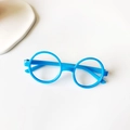 Detail of round light blue kids glasses frame in high quality durable plastic - Blue