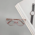 Cat eye glasses in transparent pink with textured frames and TR90 spring hinges - Transparent Pink