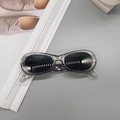 Fashionable translucent smoke gray oval frame sunglasses with dark lenses for a modern look - Transparent Gray