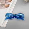 Retro oval sunglasses with transparent blue frames and durable metal reinforced temples - Transparent Blue