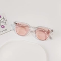 Vintage round kids sunglasses with transparent pink lenses and stylish resin frame - Transparent Pink Lens