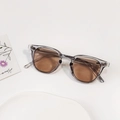 Transparent grey round frame sunglasses for kids with light brown lenses and retro style - Transparent Grey Tea Lens