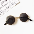 Retro round children's sunglasses with gold metal frame and dark circular lenses - Gold Grey