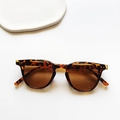 Retro tortoise shell round sunglasses for children with brown UV400 protective lenses - Leopard Green Lens