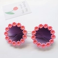 Roze madeliefjes zonnebril voor kinderen met ronde monturen en paarse glazen - Volwassene / Roze