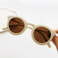 Retro cream round frame children sunglasses with brown lenses for babies - Off White