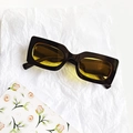 Retro rectangular black frame sunglasses with vibrant yellow lenses and chunky temples - Black Frame Yellow Lens