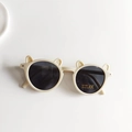 Lunettes de soleil rondes crème pour enfants avec oreilles d'ours et protection UV400 - Blanc Cassé