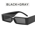 Minimalist cyberpunk narrow square sunglasses in sleek black finish with grey lenses - Glossy Black Frame Grey Lens