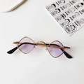 Fashionable diamond-shaped purple lens sunglasses with gold metal frame for kids - Gold Frame Purple Lens