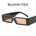 Cyberpunk narrow rectangular sunglasses with black frame and tea lenses in 45-degree view - Shiny Black Frame Tea Lens