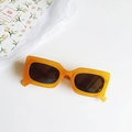 Fashionable rectangle sunglasses with bright orange frame and dark grey lenses for women - Bright Orange
