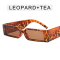 Cyberpunk square leopard frame sunglasses with tea lenses for hip hop fashion style - Leopard Frame / Tea Lens