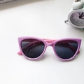 Pink and purple cat-eye polarized sunglasses for kids with dark lenses on white background - Purple