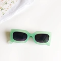 Retro rectangle sunglasses with light green translucent frames and dark grey lenses - Light Green