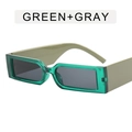 Cyberpunk rectangular sunglasses with transparent green frames and matte grey temples - Transparent Green Frame Gray Lens