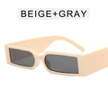 Rectangle sunglasses featuring a beige resin frame and dark gray lenses for a retro look - Beige Frame Full Grey