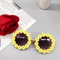Daisy flower children sunglasses with yellow petals, purple lenses and clear grey arms - Kids / Yellow