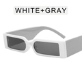 Cyberpunk narrow rectangular sunglasses in white frame with cool gray lenses - Solid White Frame Grey Lens