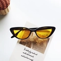 Retro cat-eye triangle sunglasses for kids with black frame and yellow tinted lenses - Black Frame Yellow Lens