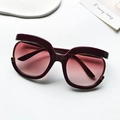 Oversized burgundy sunglasses with purple gradient lenses and gold metallic accents - Dark Red