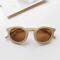 Retro beige round frame kids sunglasses with UV 400 protection and CE certification - Beige