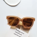 Child's nude pink square frame sunglasses with gold star rivets and UV400 lenses - Jelly Tea
