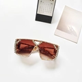 Gafas de sol cuadradas de carey con pedrería y lentes degradadas marrones - Amarillo Floral (Carey)