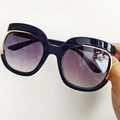 Oversized navy blue sunglasses with purple gradient lenses and gold metal trim - Royal Blue