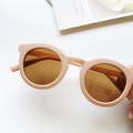 Kids round matte pink sunglasses with UV400 protection and brown lenses - Flesh Pink