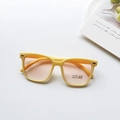 Retro square kids sunglasses with yellow frames and UV400 protection lenses - Yellow Frame Yellow Lens