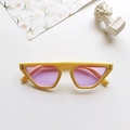 Retro cat-eye children's sunglasses with matte yellow frames and purple lenses - Yellow Frame Purple Lens