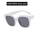 Fashionable oversized square sunglasses with a solid white frame and dark grey lenses - Solid White Frame Gray Lens