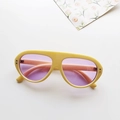 Retro cream oval sunglasses for children with purple lenses and UV400 protection - Yellow Frame Purple Lens