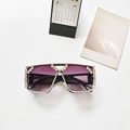 Gafas de sol cuadradas oversize con lentes degradados violeta y montura negra con strass - Marco Negro Doble Gris (Lente degradada púrpura)