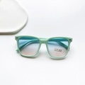 Kids vintage square sunglasses with mint green frame and blue gradient UV400 lenses - Blue
